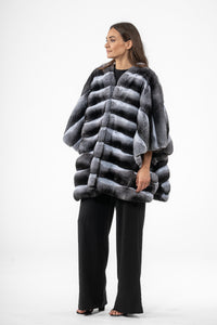 Manzari Natural Chinchilla fur coat with a modern touch