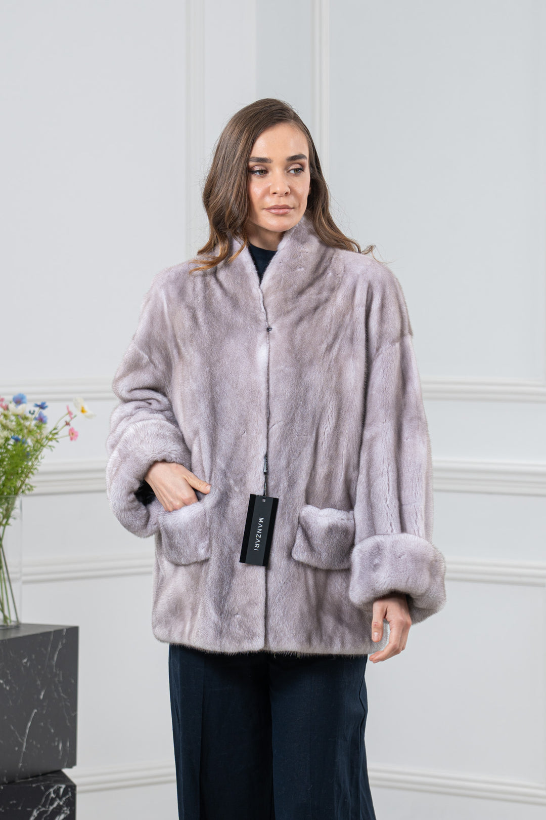 Silver Blue Mink Fur Short Jacket - Women&