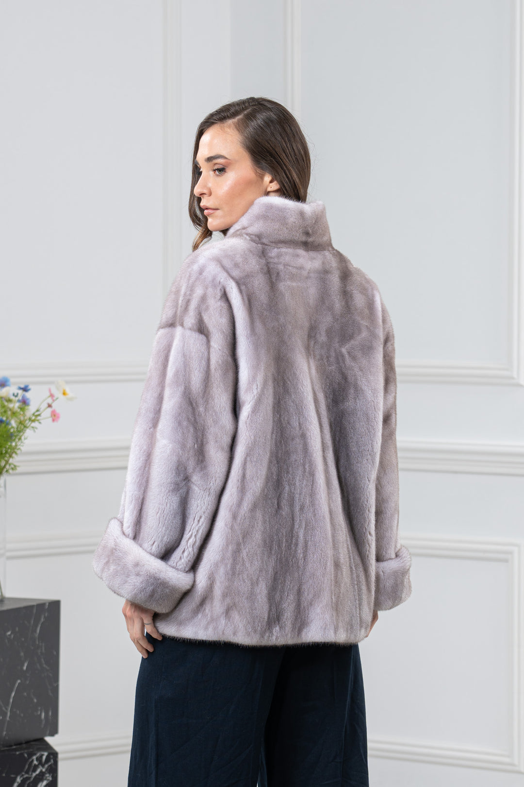 Silver Blue Mink Fur Short Jacket - Women&