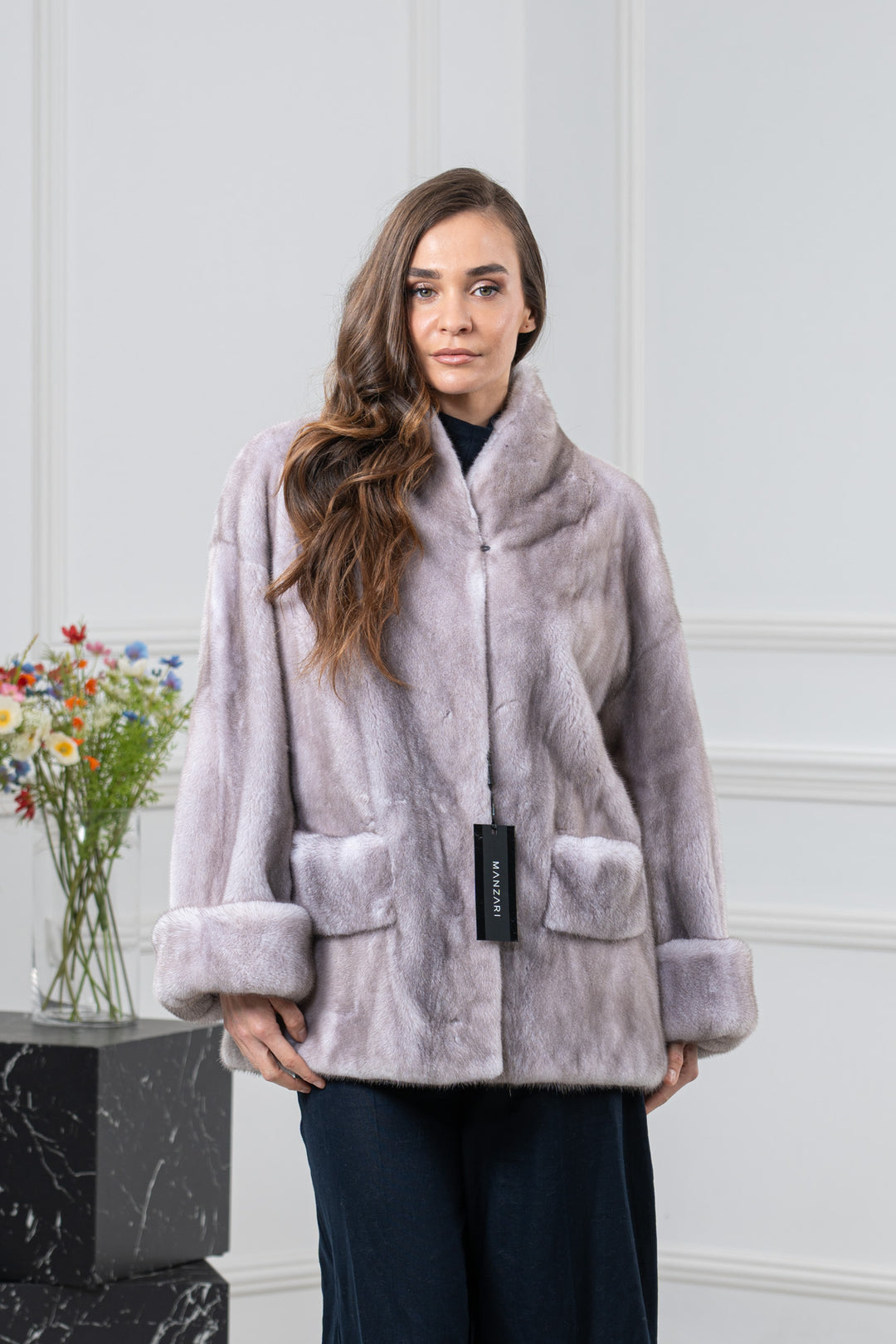 Silver Blue Mink Fur Short Jacket - Women&