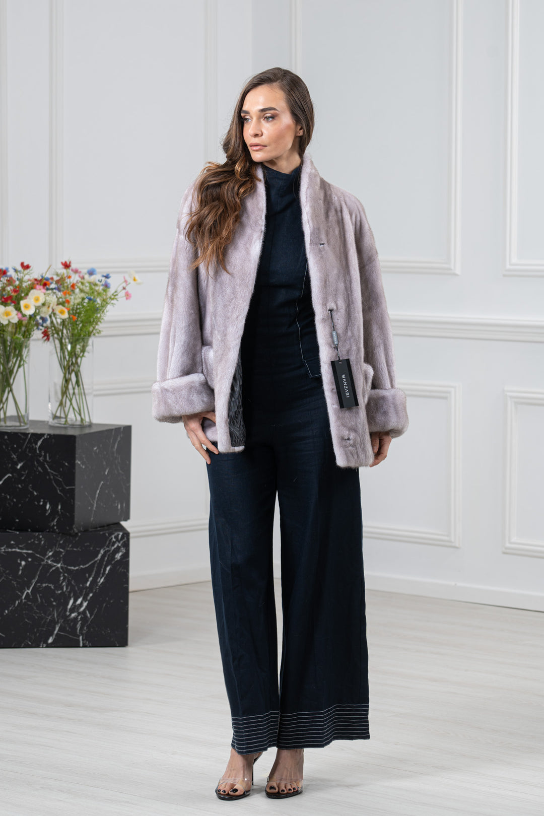 Silver Blue Mink Fur Short Jacket - Women&