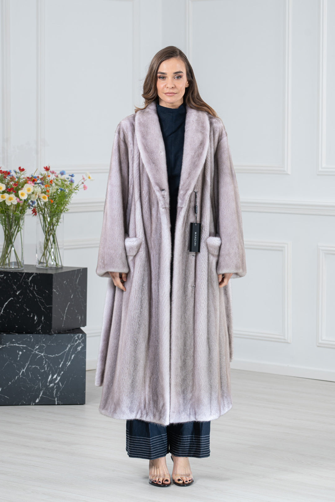 Silver Blue Mink Fur Coat - Women&