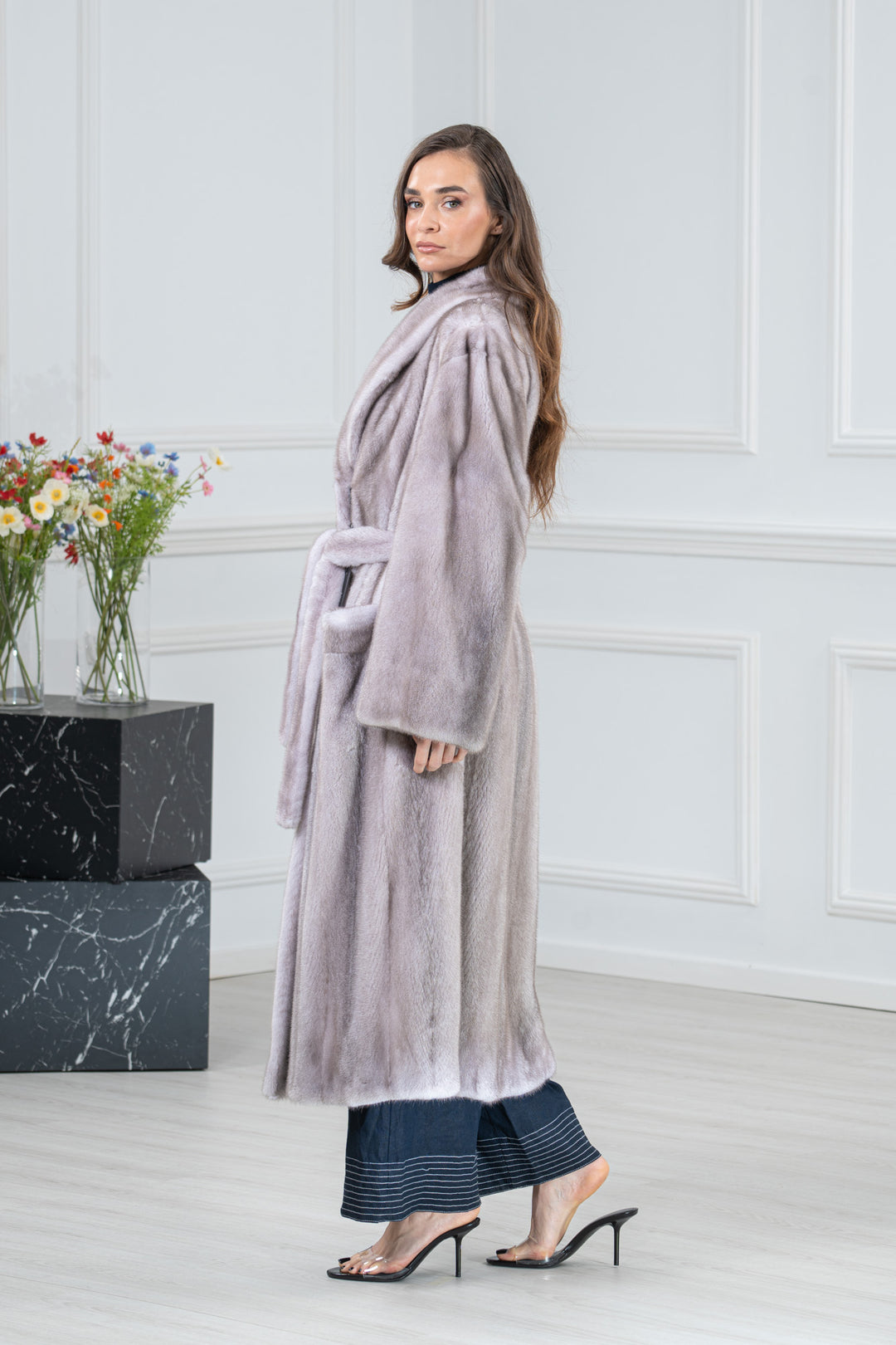 Silver Blue Mink Fur Coat - Women&