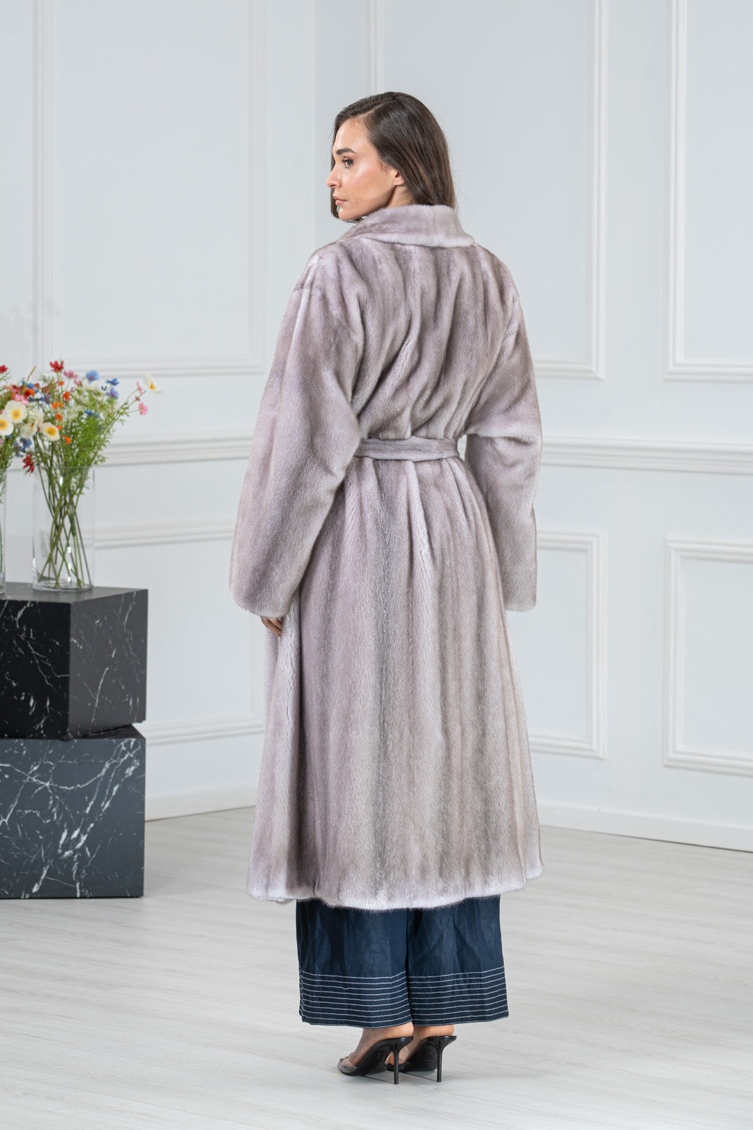Silver Blue Mink Fur Coat - Women&