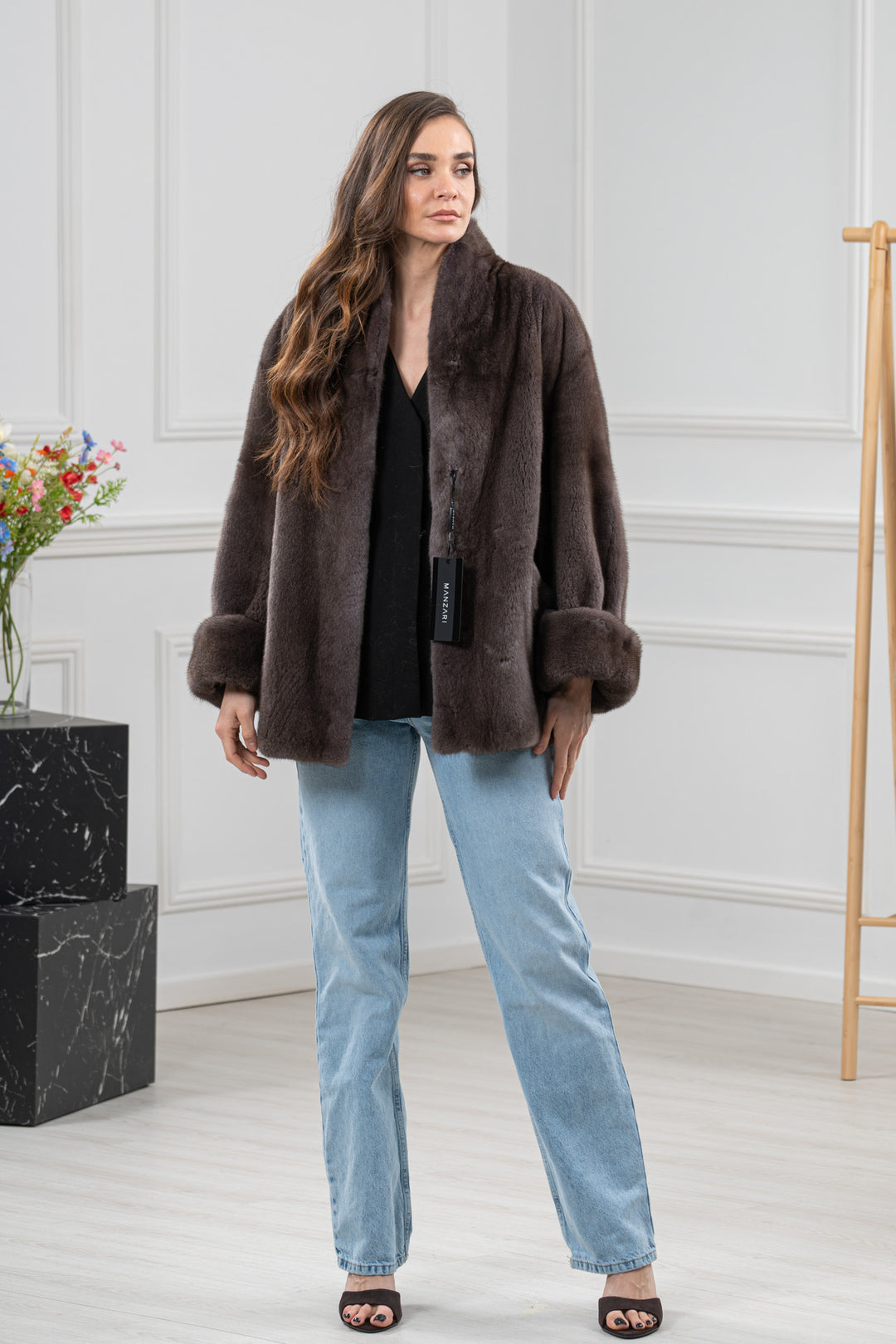 Mocca Mink Fur Short Jacket - Women&
