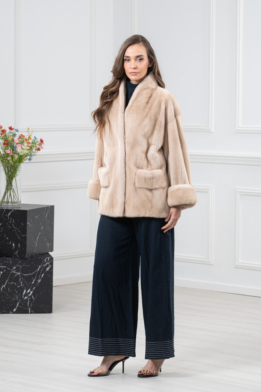 Palomino Mink Fur Short Jacket - Women&