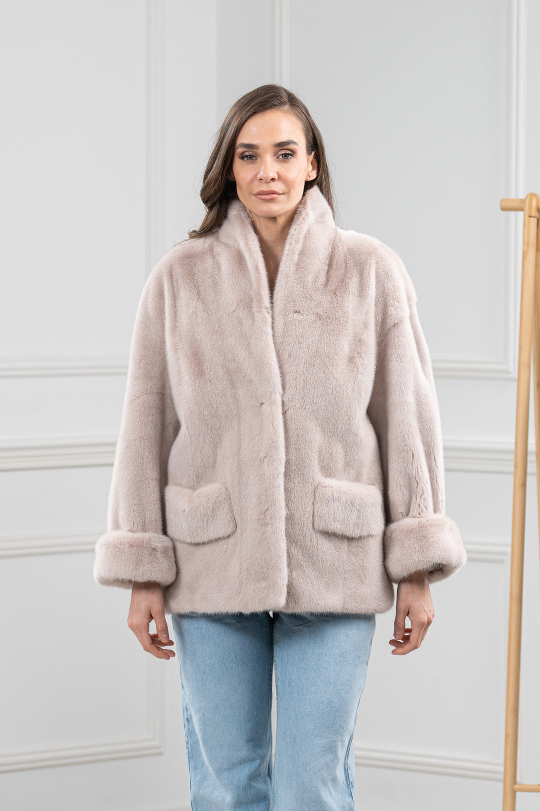 Powder Mink Fur Short Jacket - Women&