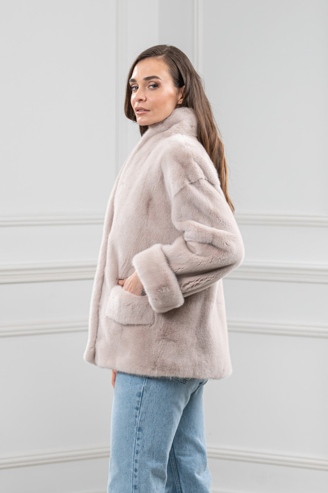 Powder Mink Fur Short Jacket - Women&