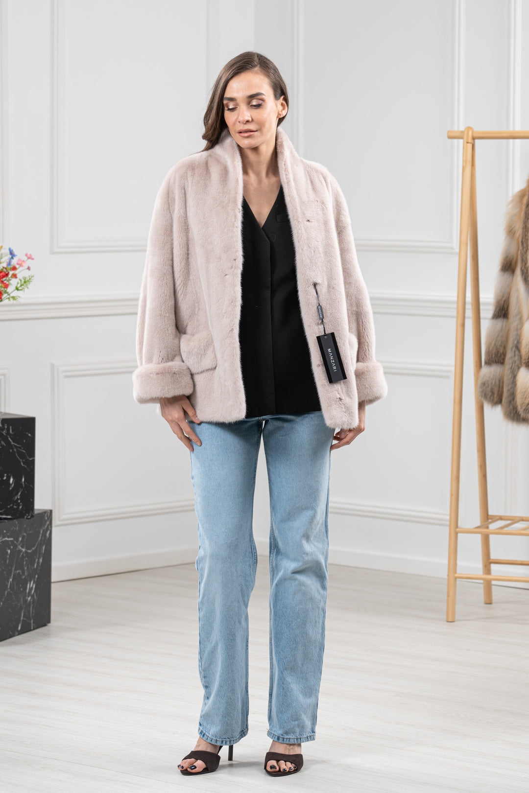 Powder Mink Fur Short Jacket - Women&