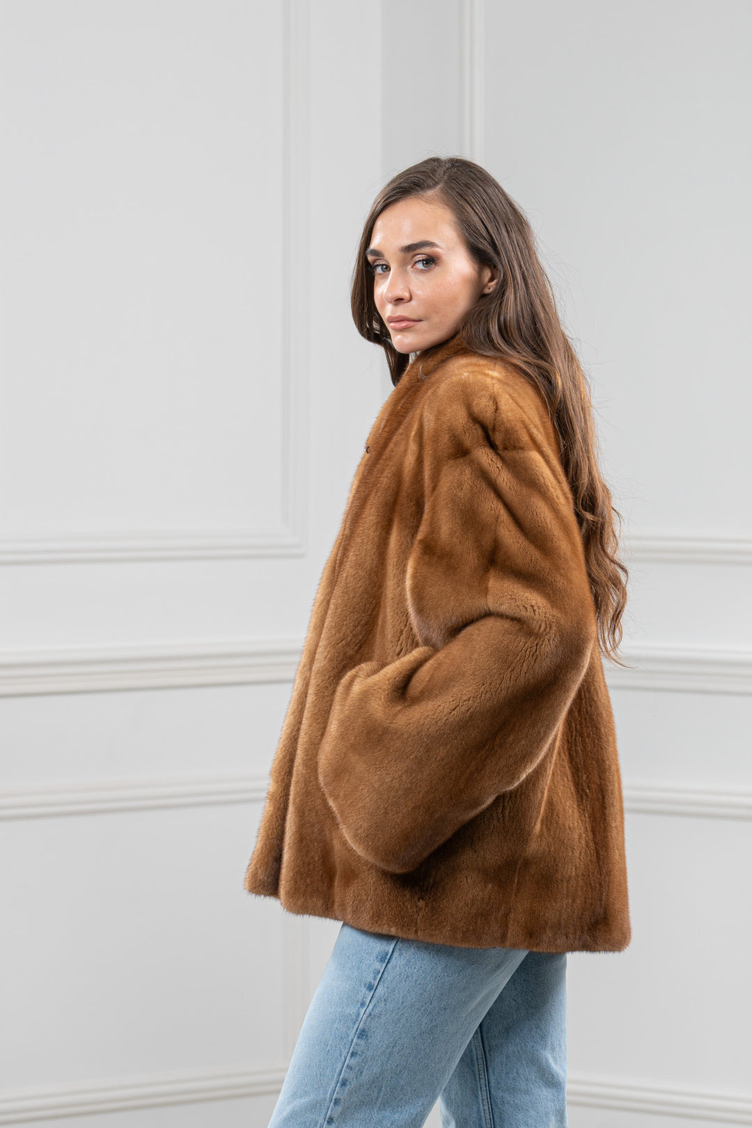 Gold Mink Fur Short Jacket - Women&