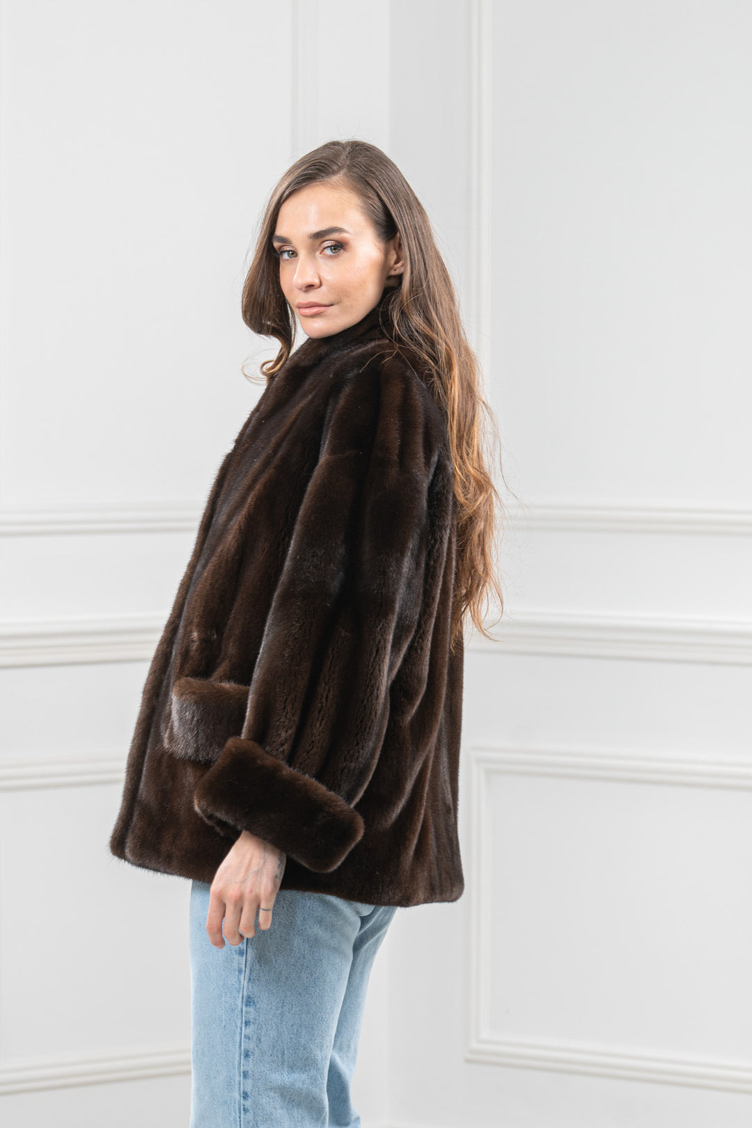 Mahogany Mink Fur Short Jacket - Women&