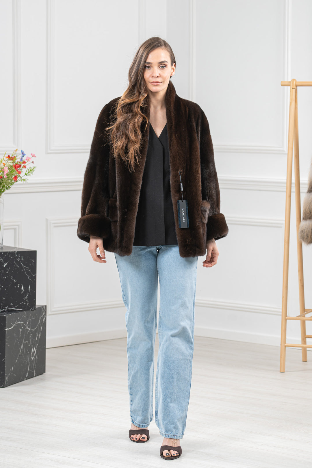 Mahogany Mink Fur Short Jacket - Women&