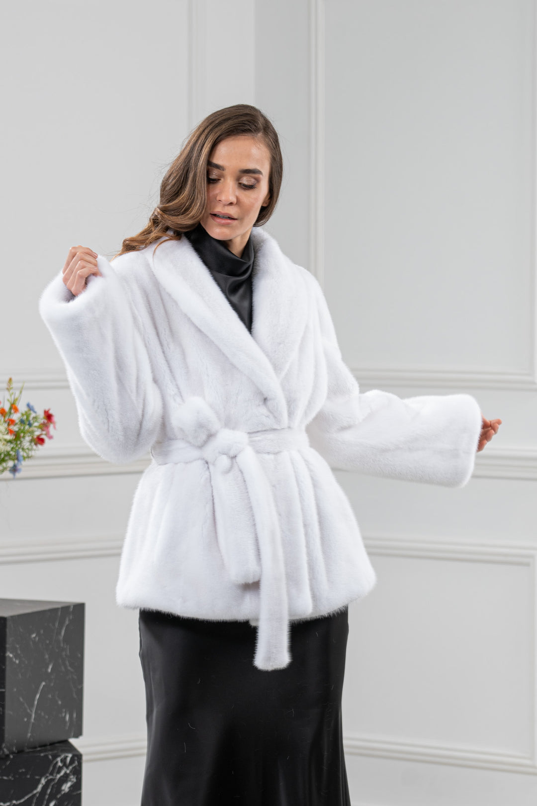 White Mink Fur Short Jacket - Women&