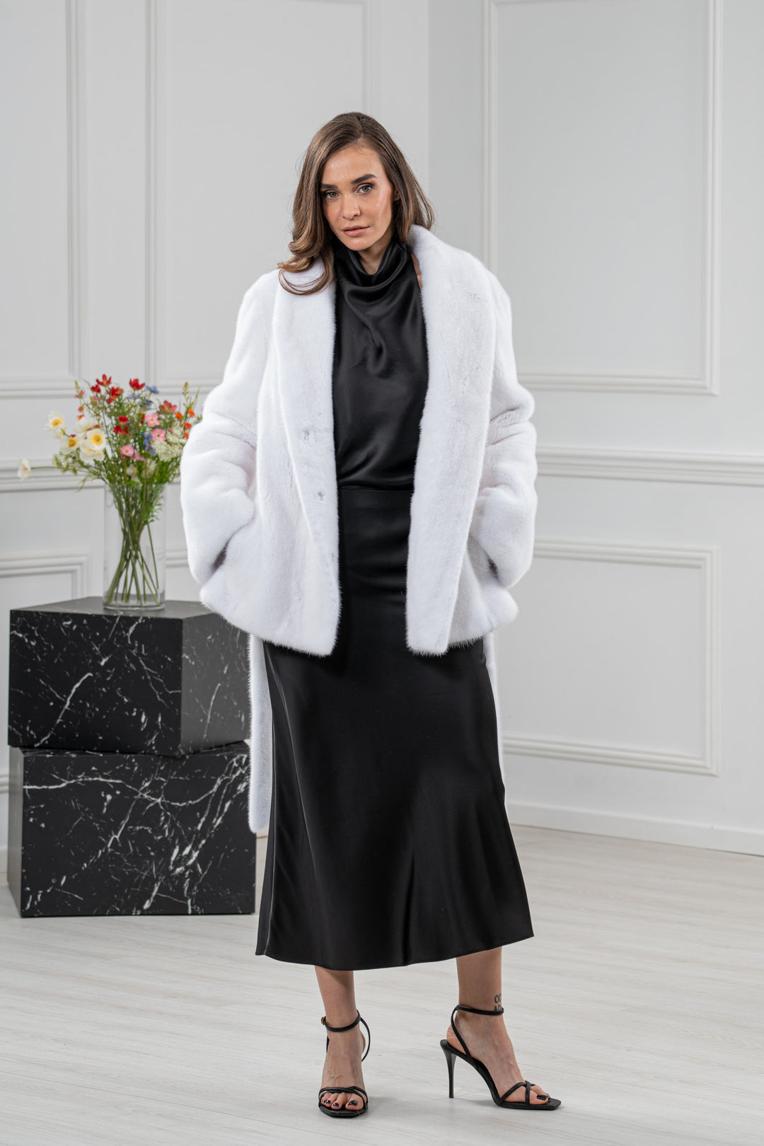 White Mink Fur Short Jacket - Women&