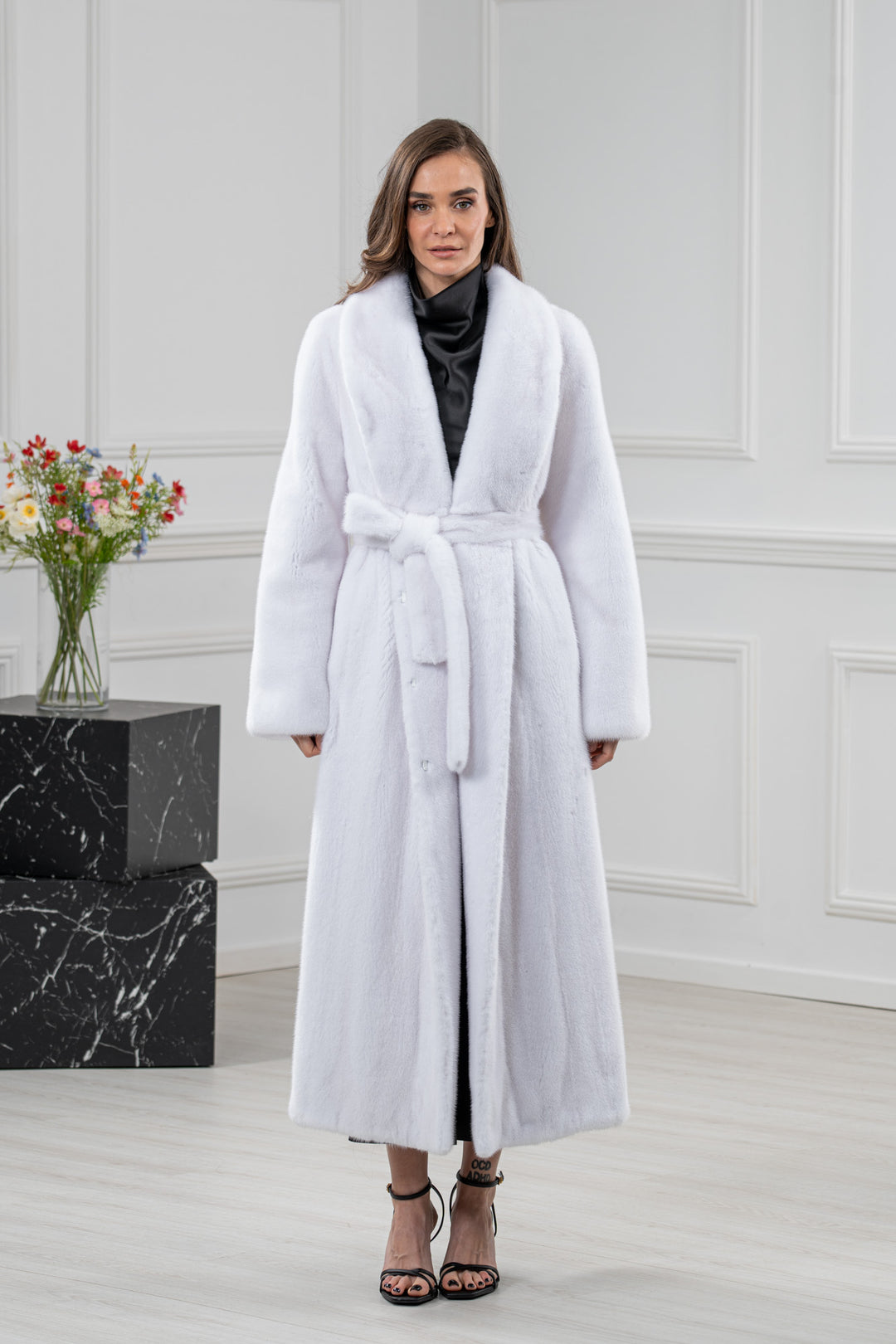 White Mink Fur Coat - Women&