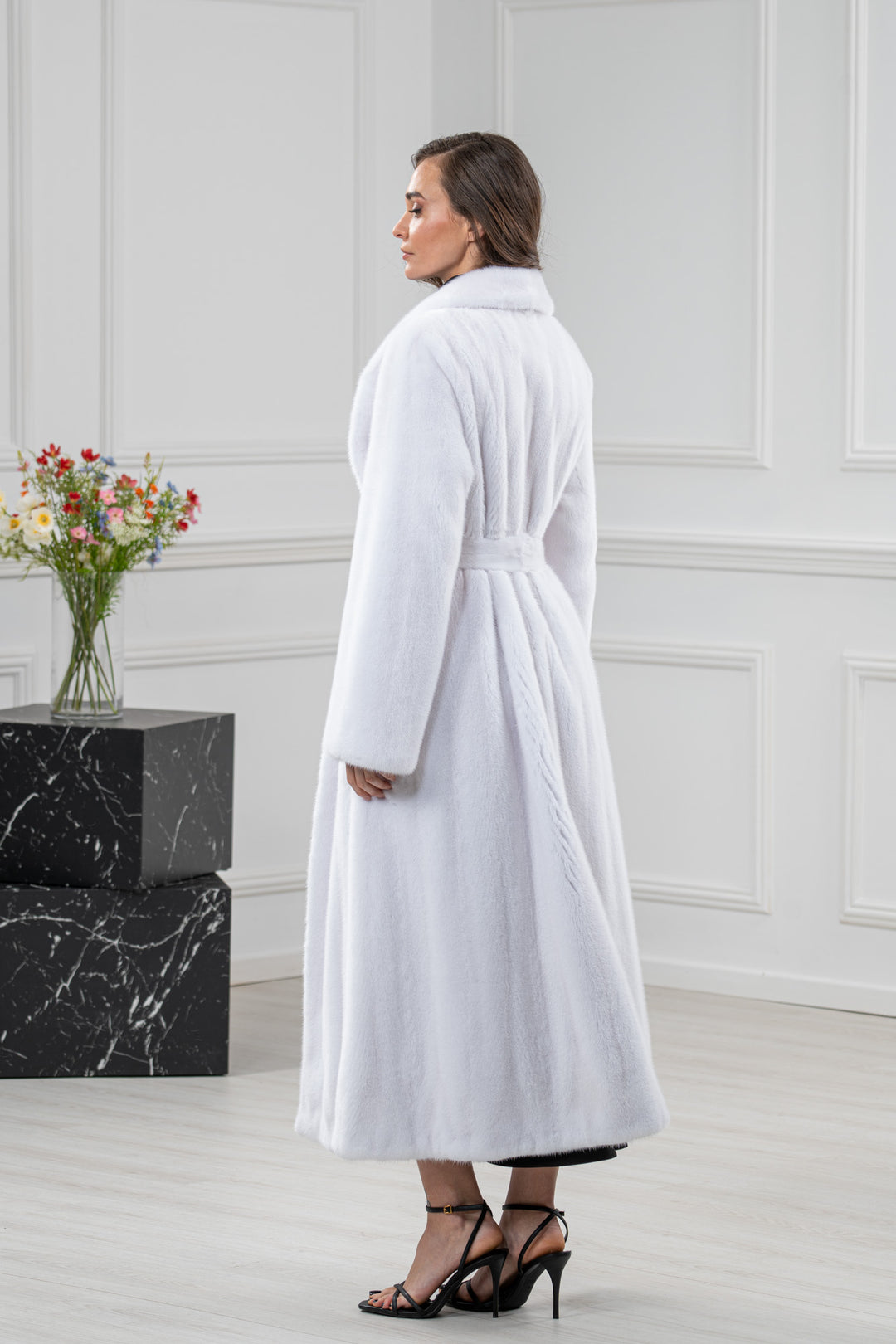 White Mink Fur Coat - Women&