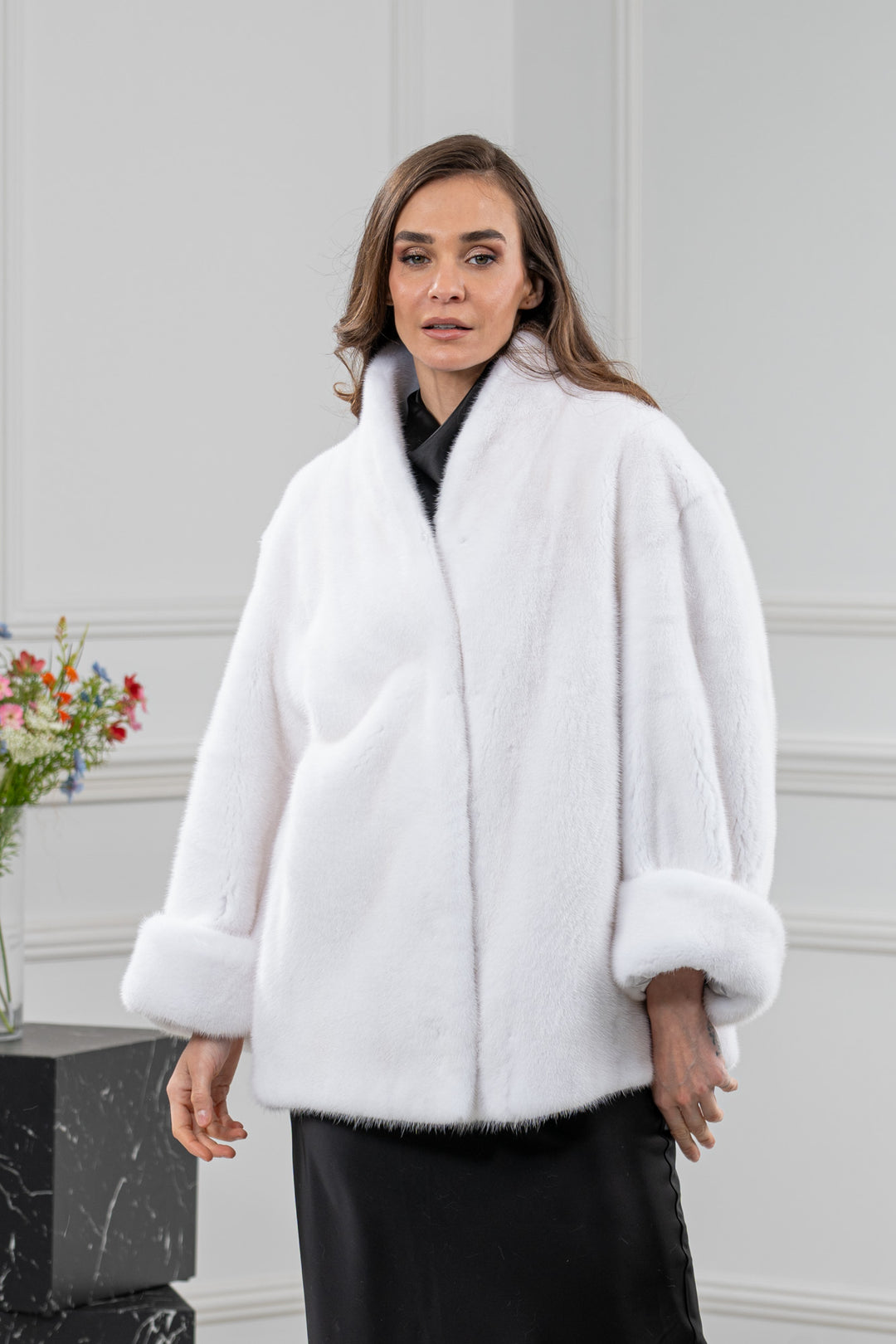 White Mink Fur Short Jacket - Women&