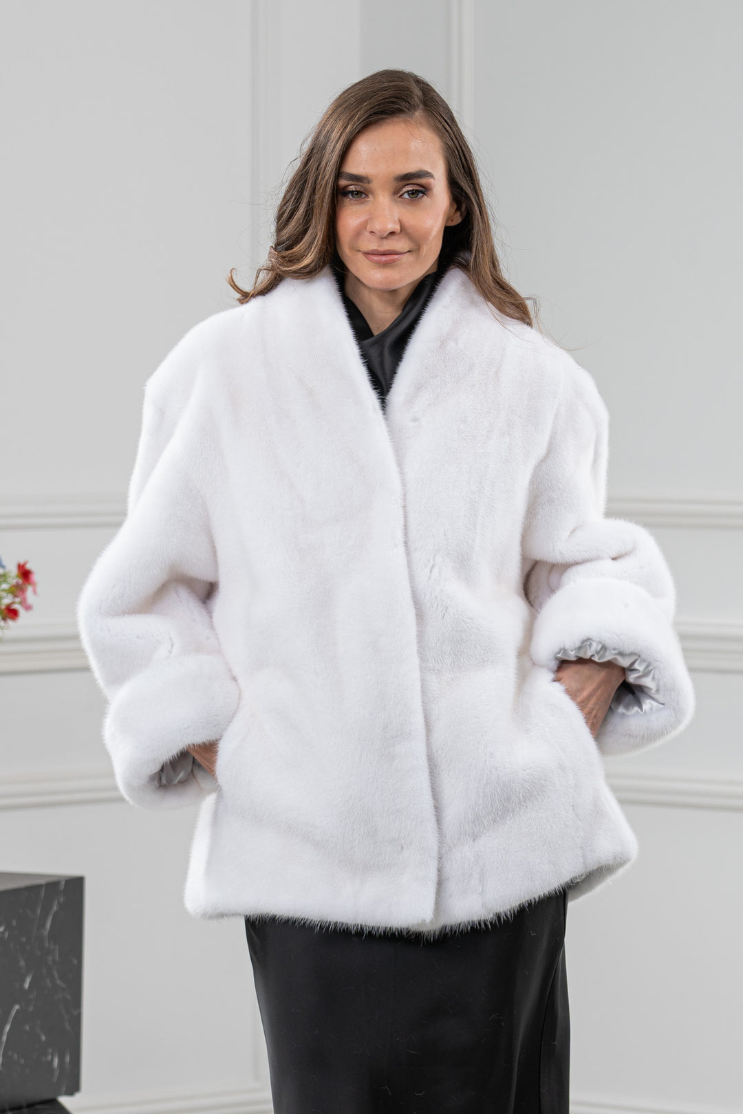 White Mink Fur Short Jacket - Women&