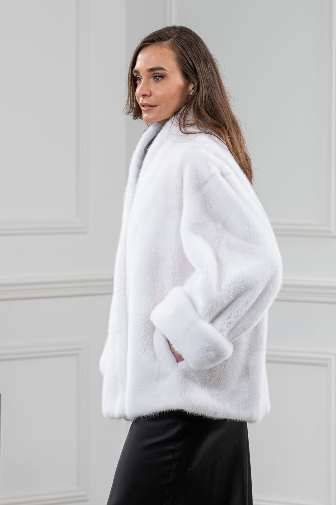 White Mink Fur Short Jacket - Women&