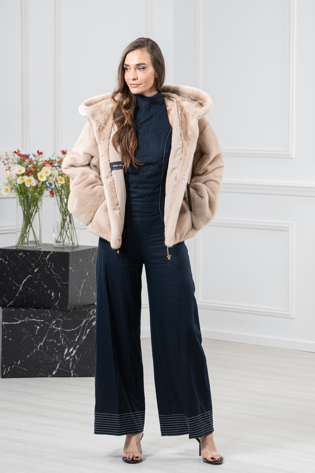 Palomino Mink Fur Short Jacket - Women&