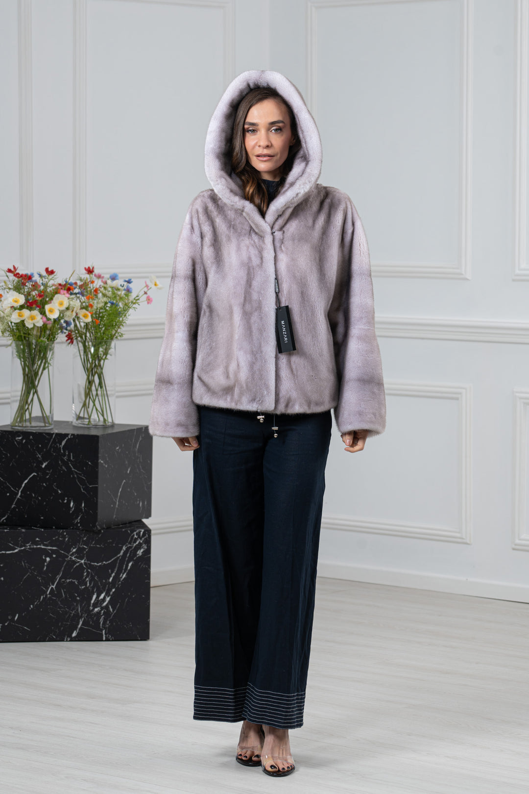 Silver Blue Mink Fur Short Jacket - Women&