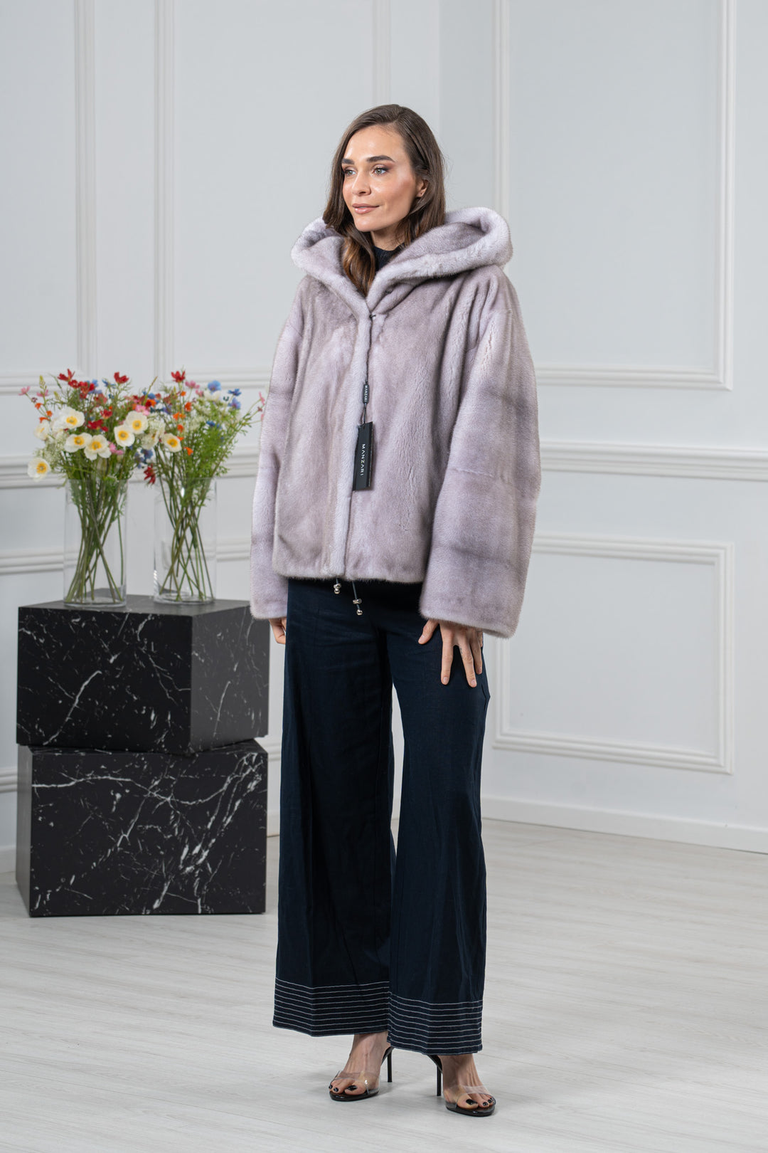 Silver Blue Mink Fur Short Jacket - Women&