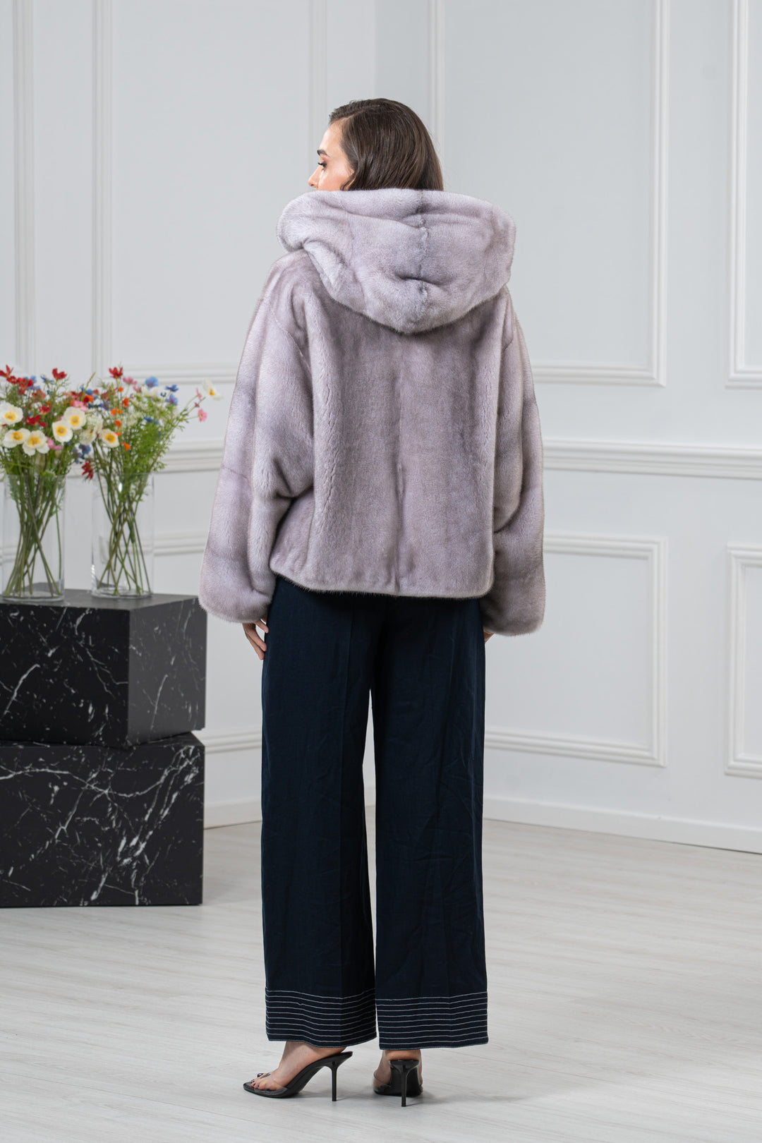 Silver Blue Mink Fur Short Jacket - Women&