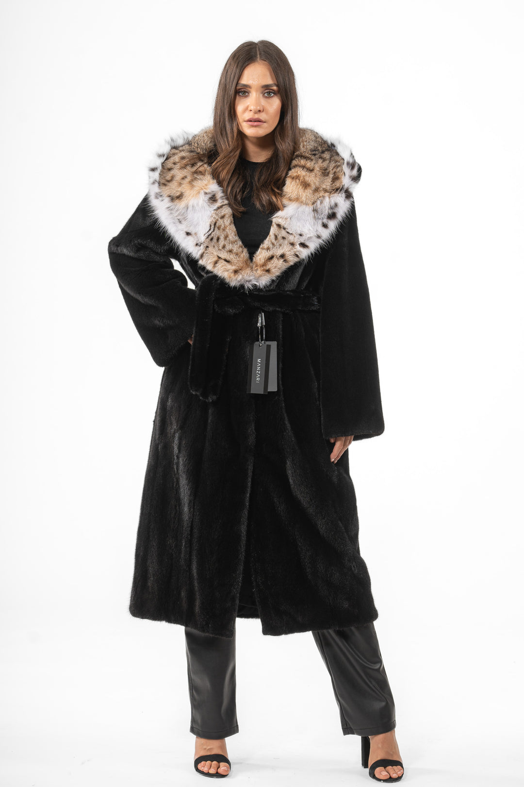 Chic Black Mink fur coat by manzari for a bold statement