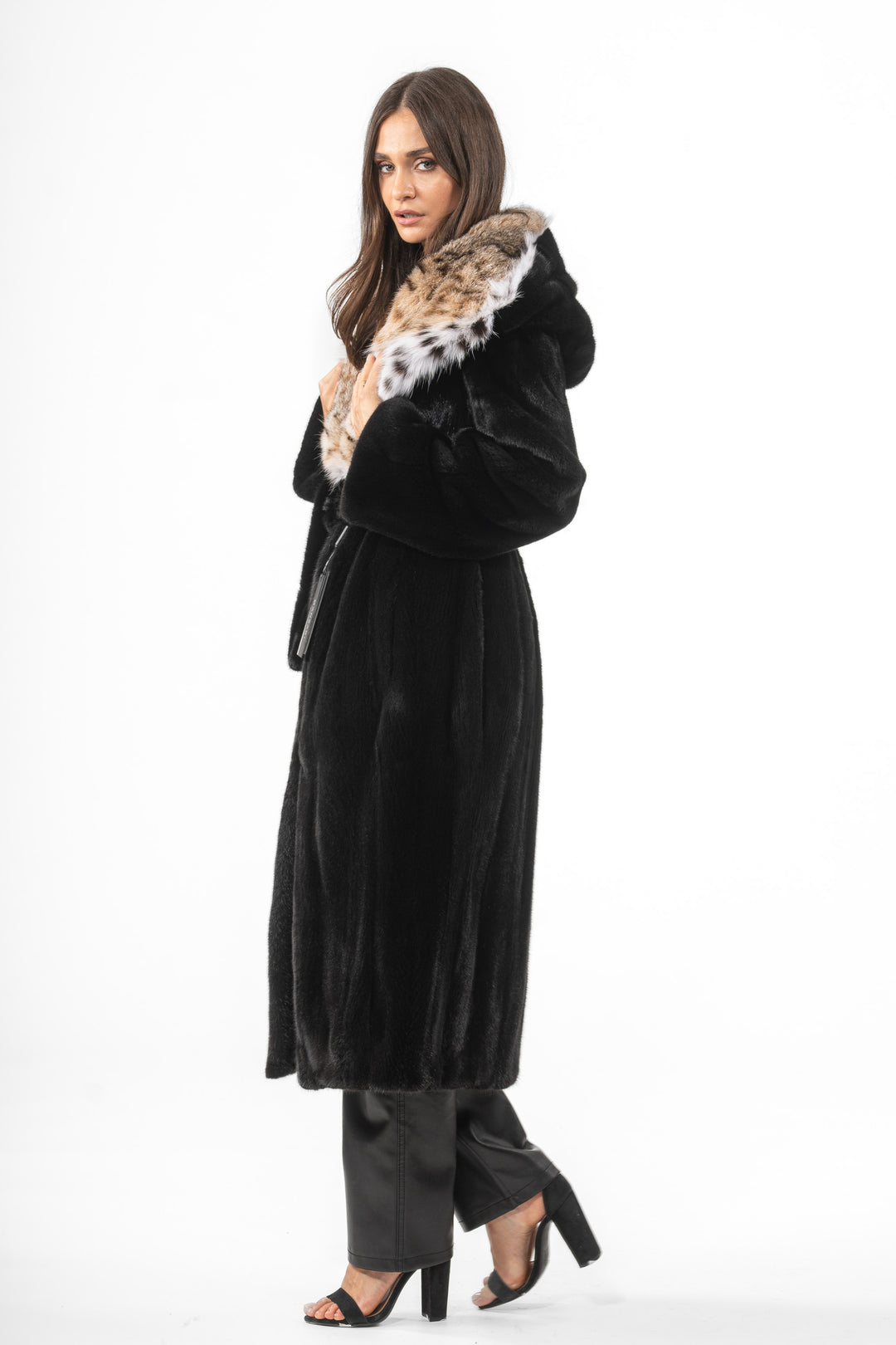 High-quality Black Mink fur coat for luxury lovers