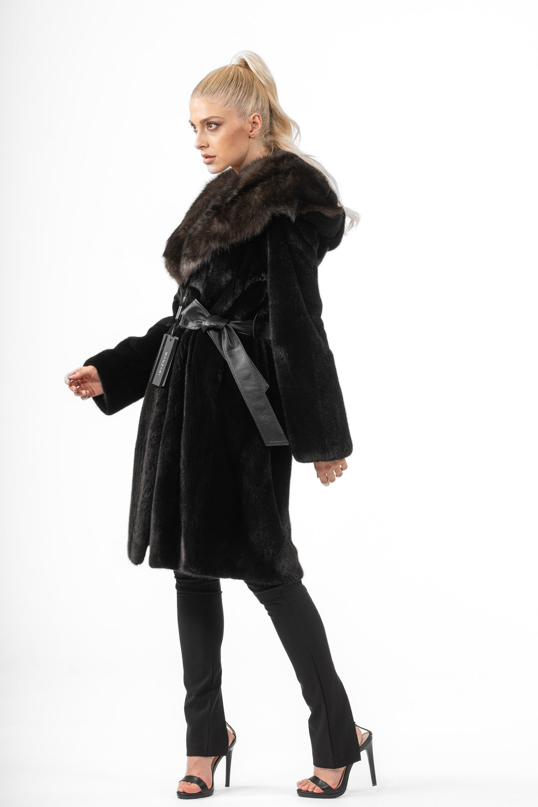 High-quality Black Mink fur coat for luxury lovers