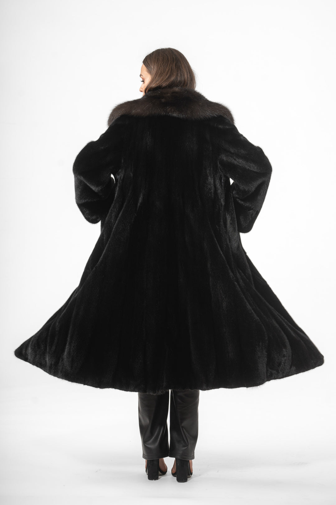 Chic Black Mink fur coat by manzari for a bold statement