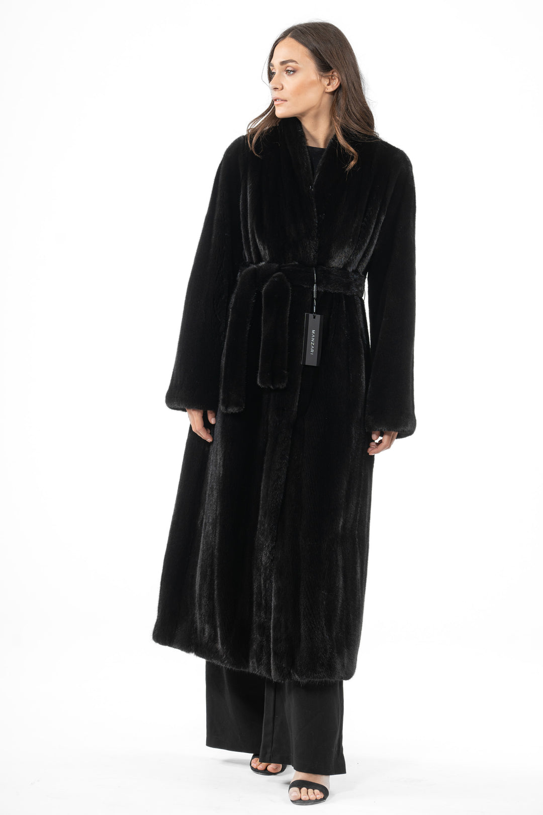 Manzari Black Mink fur coat with a modern touch