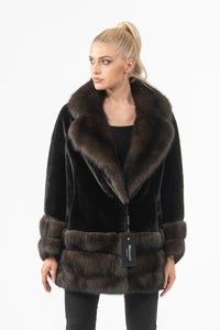 High-quality Black Velvet Mink fur coat for luxury lovers