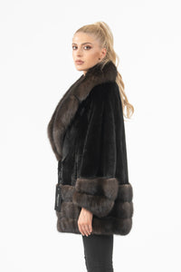 Manzari Black Velvet Mink fur coat for timeless elegance
