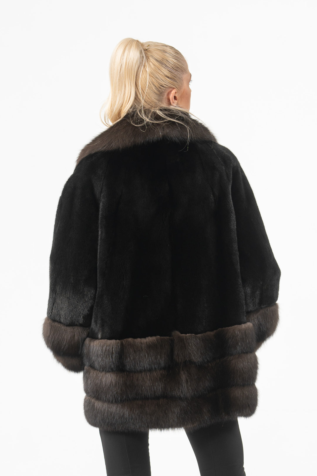 Manzari Black Velvet Mink fur coat with a modern touch