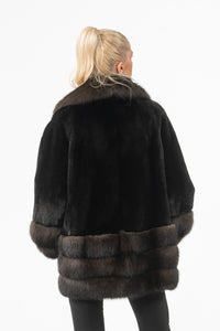 Manzari Black Velvet Mink fur coat with a modern touch
