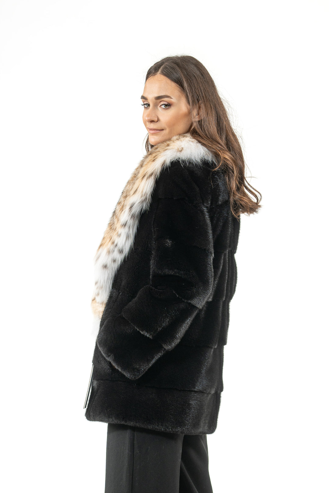 Manzari Black Mink fur coat for timeless elegance