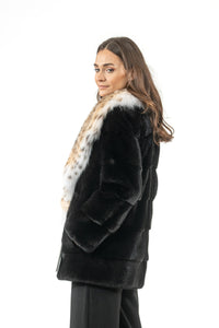 Manzari Black Mink fur coat for timeless elegance