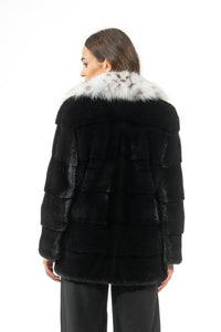 Manzari Black Mink fur coat for a timeless appeal