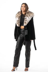 Manzari Black Mink fur coat for timeless elegance