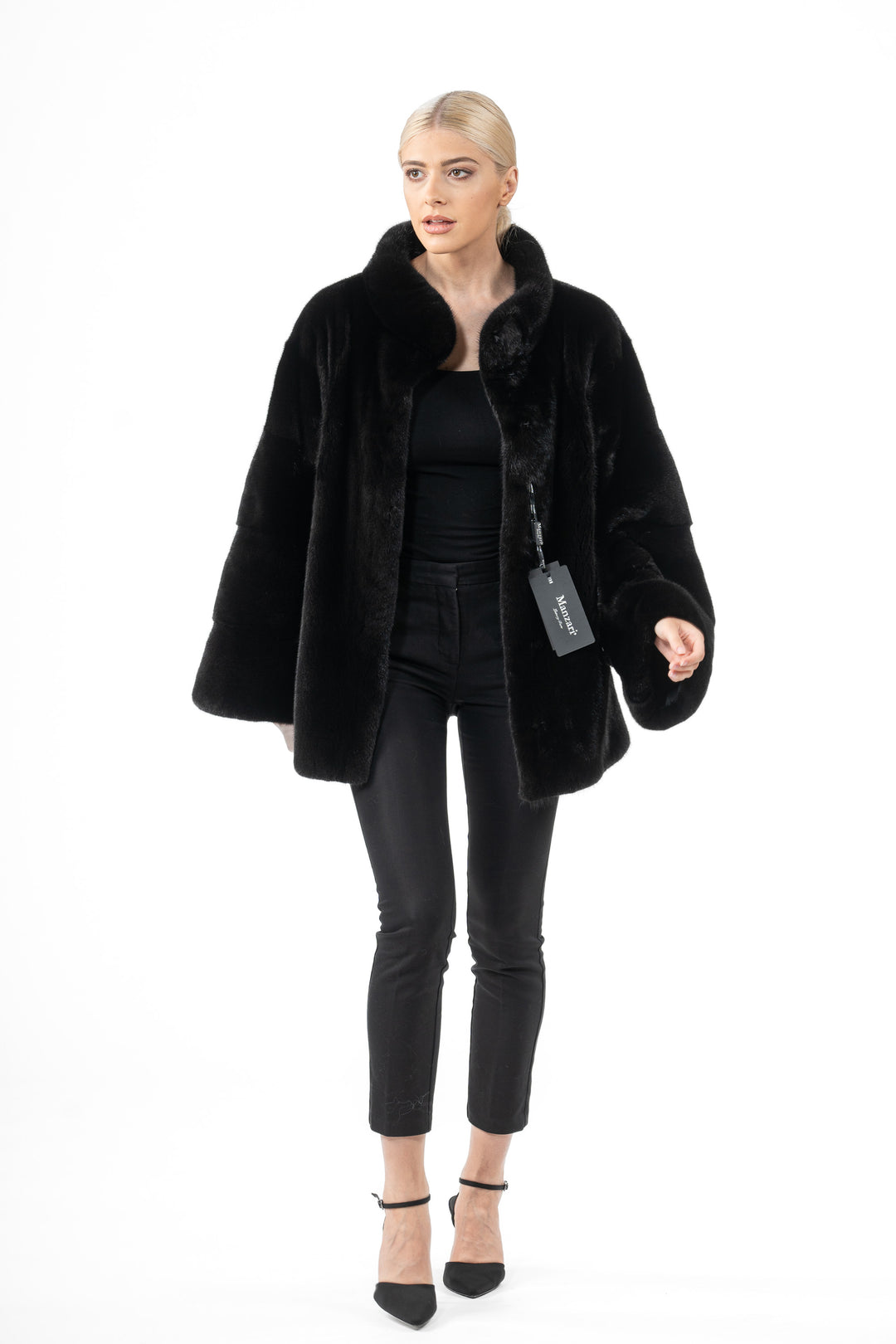 High-quality Black Mink fur coat for luxury lovers