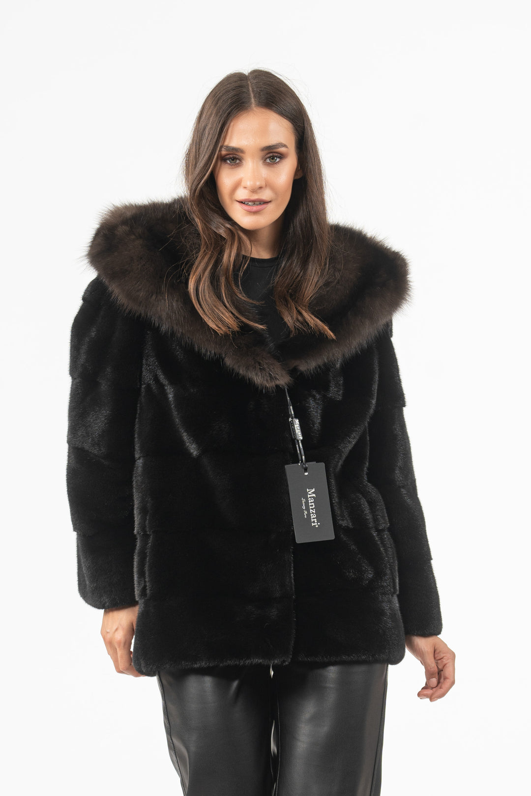 Manzari Black Mink fur coat for timeless elegance