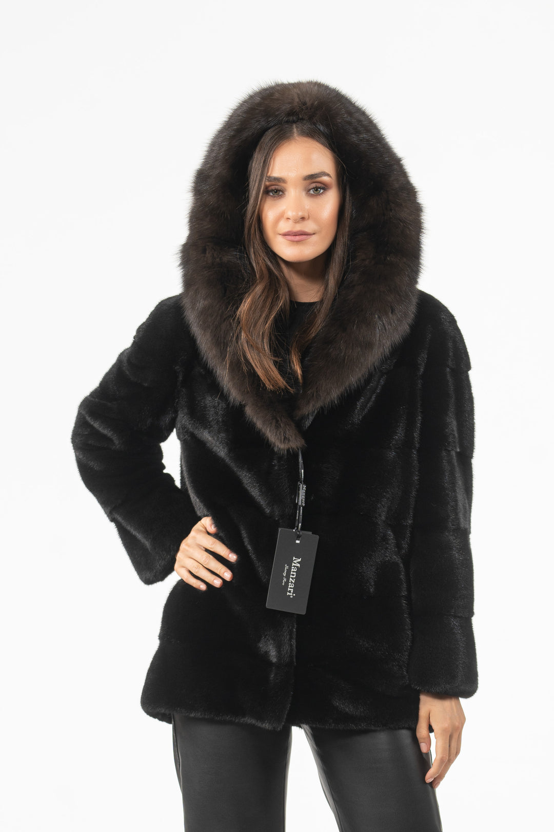 High-quality Black Mink fur coat for luxury lovers
