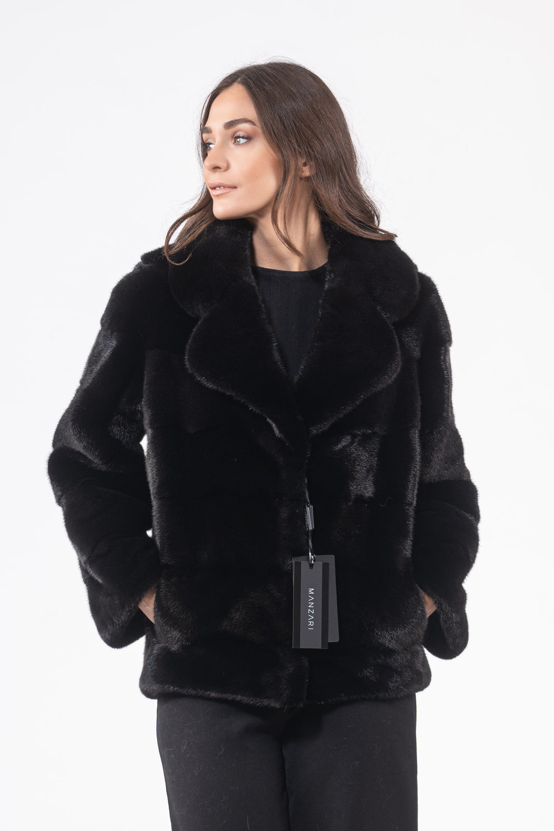 Manzari Black Mink fur coat for a timeless appeal