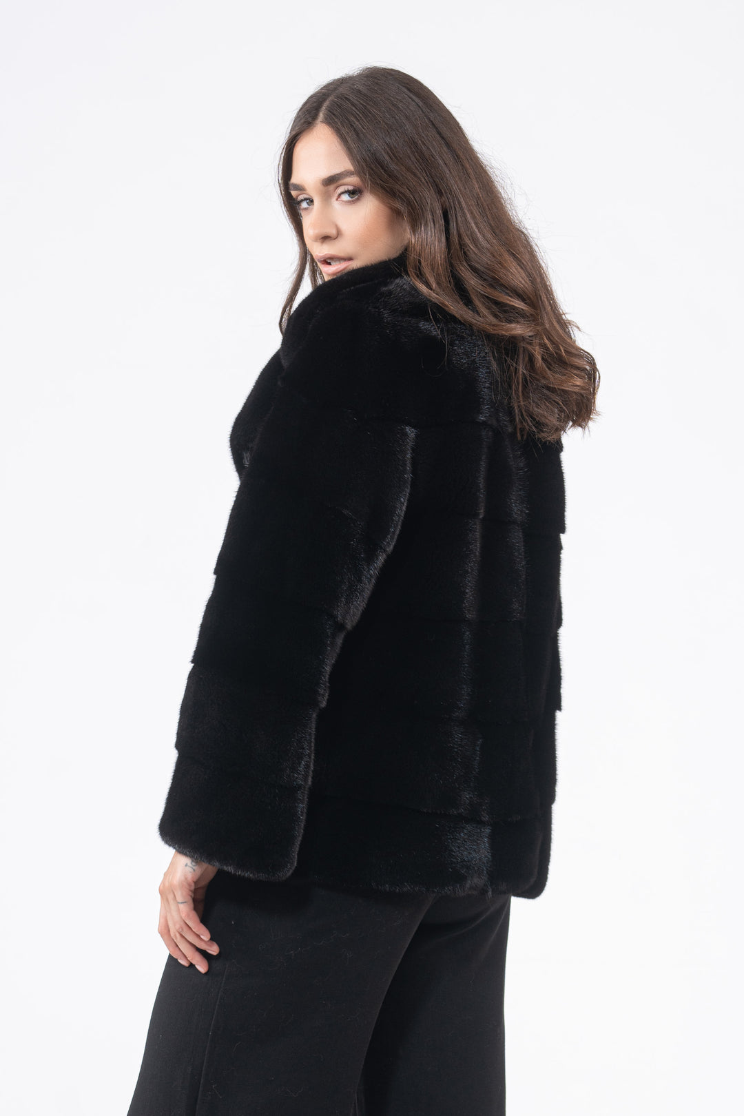 Manzari Black Mink fur coat for a timeless appeal