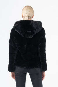 Manzari Black Mink fur coat with a modern touch
