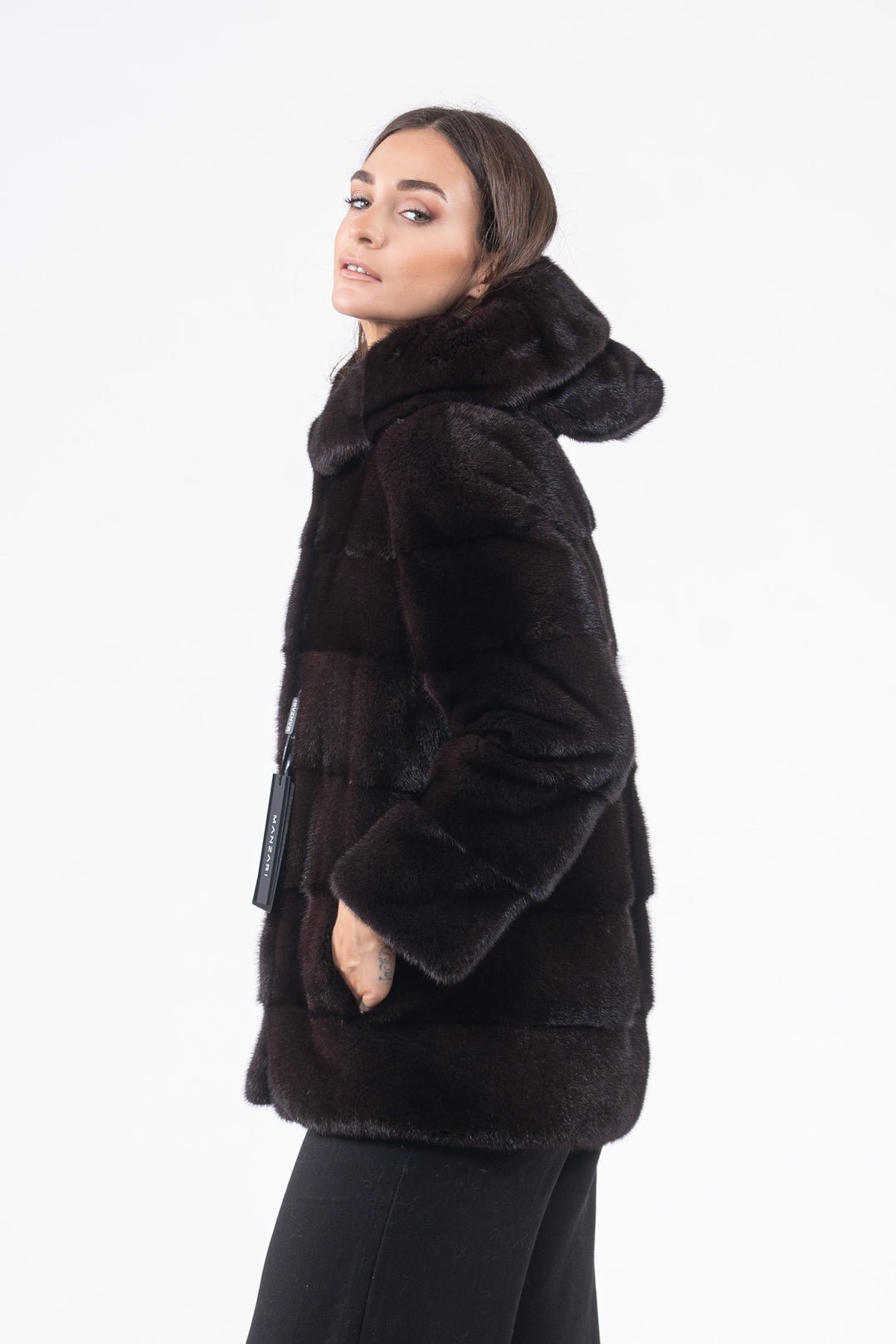 Classic Black Red Mink fur coat by manzari