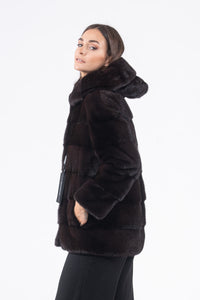 Classic Black Red Mink fur coat by manzari