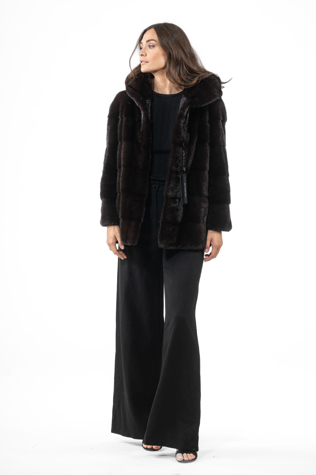 Exclusive Black Red Mink fur coat by manzari