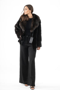 Manzari Black Red Mink fur coat with a modern touch